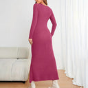 Chic Women's Long Sleeve Ribbed Knit Dress