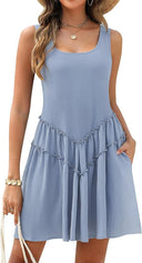 Ruffled Pocketed Women's Dress for Everyday Wear
