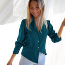 Chic Satin V-Neck Shirt with Long Sleeves