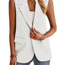 Chic Women's Sleeveless Blazer with Stylish Waist Accents and Convenient Pockets