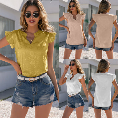 Chic Ruffled Collar V-Neck Blouse for Women