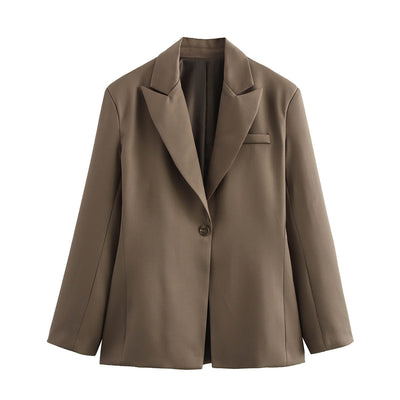 Women's Chic Blazer Jacket with Minimalist Style and Convenient Pockets