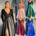 Stunning Sequined V-Neck Evening Dress for Women