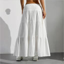 Chic Tiered Long Pleated Skirt with Waist Tie