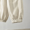 Women's Linen Trousers with Elastic Waist and Side Pockets