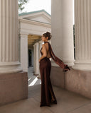Chic Women's Evening Dress with Flowing Design and Stylish Cutout