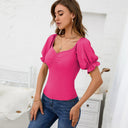 Stylish Women's Puff Sleeve Ruching Bodysuits