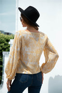 Chic Women's Blouse with Flowy Sleeves and Knot Accent