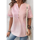 Striped Button-Up Blouse for Women