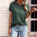 Chic Women's Short Sleeve Button-Up Blouse