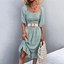 Chic Women's Ruffle Dress with Elastic Waist