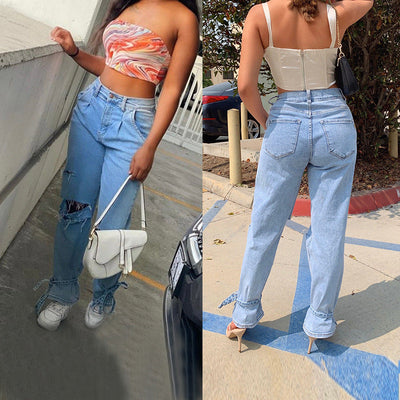Trendy Ripped Boyfriend Jeans for Women