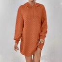 Textured Pattern Long Sleeve Hooded Women's Dress