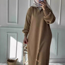 Chic Hooded Dress with Zipper Detail