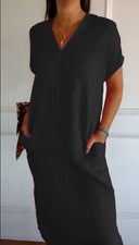 Women's Linen Dress with Side Pockets