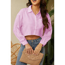 Chic Women's Cropped Blouse with Classic Collar