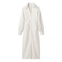 Chic Women's Long Sleeve Shirt Dress with Stylish Collar and Button Placket