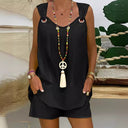Open Shoulder Women's Summer Dress with Decorative Loops