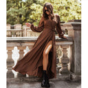 Women's Maxi Dress with Ruffle Accents & Waist Belt