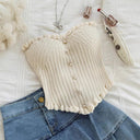 Ruffled Corset Top with Button Placket for Women