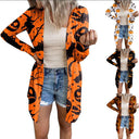 Animal Print Long-Sleeve Blouse with Button Closure for Women