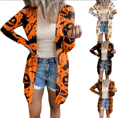Animal Print Long-Sleeve Blouse with Button Closure for Women