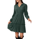 Chic Women's Ruffle Dress with Button Placket