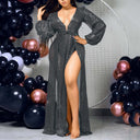 Stunning Evening Dress with Sequins and Deep Slit
