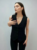 Chic Women's Sleeveless Button Placket Blouse