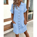 Chic Women's Button Placket Dress with Pockets