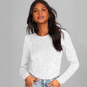 Chic Long Sleeve Sequin Bodysuit for Women
