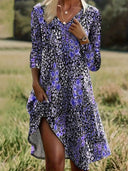 Chic Women's V-Neck Dress with Side Slit