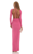 Chic Long Sleeve Ruched Dress with Slit
