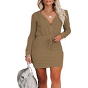 Hooded Zippered Mini Dress for Women