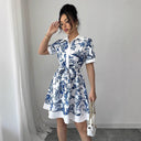 Floral Print Women's Shirt Dress with Belt