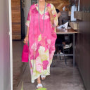 Floral V-Neck Women's Kaftan Dress