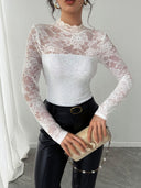 Chic High Collar Lace Top for Women