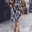Chic Graphic Pattern Shirt Dress with Waist Belt