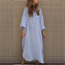 Chic Women's Midi Dress with Button Placket and Pockets