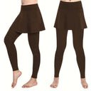 Chic Women's High Waist Leggings with Skirt Insert