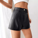 Chic High-Waisted Faux Leather Shorts with Pleated Design