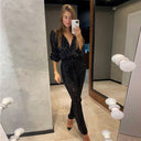 Chic Women's Jumpsuit with V-Neck and Waist Belt