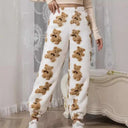 Leopard Print Fleece Lounge Pants for Women