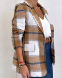 Chic Women's Checked Blazer Jacket with Stylish Accents