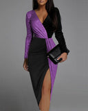 Glittering Deep V-Neck Bodycon Dress for Women