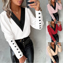 Chic V-Neck Blouse with Puff Sleeves for Women