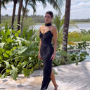 Chic Rhinestone-Adorned Evening Gown for Women