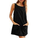 Jersey Dress with Pockets and Round Neck for Women