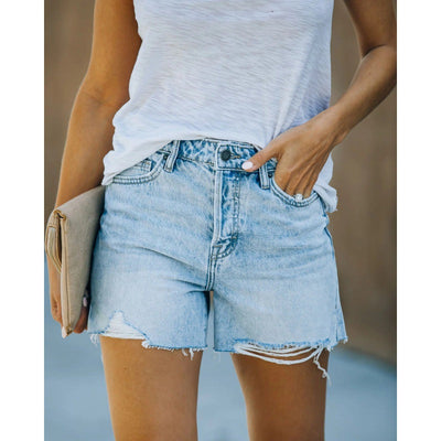 High-Waist Distressed Denim Shorts for Women