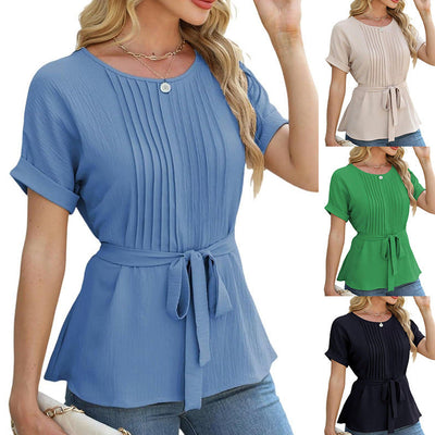 Chic Women's Pleated Blouse in Versatile Fabric
